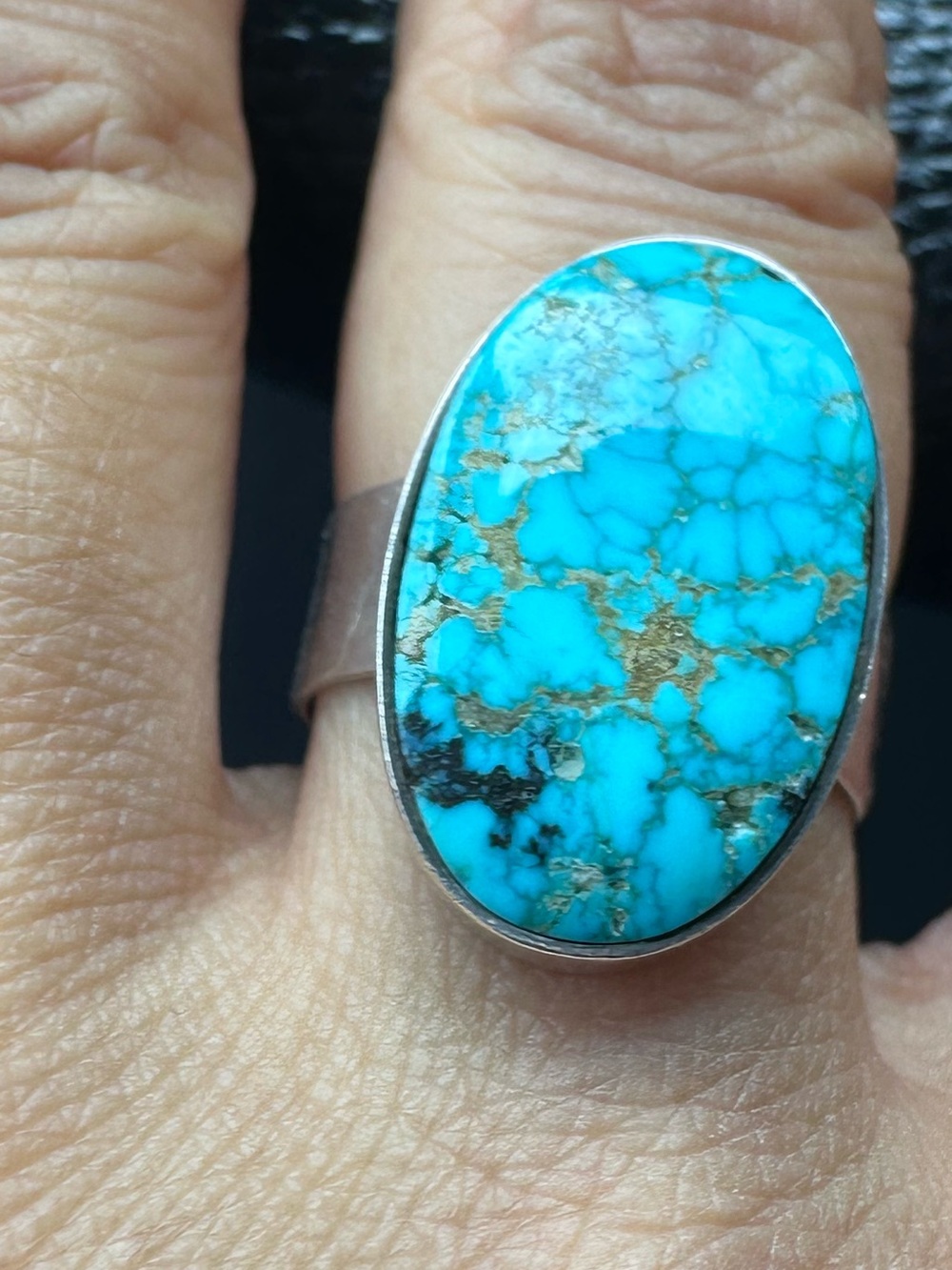 Turquoise Oval Stone Ring - Blue Turquoise Ring